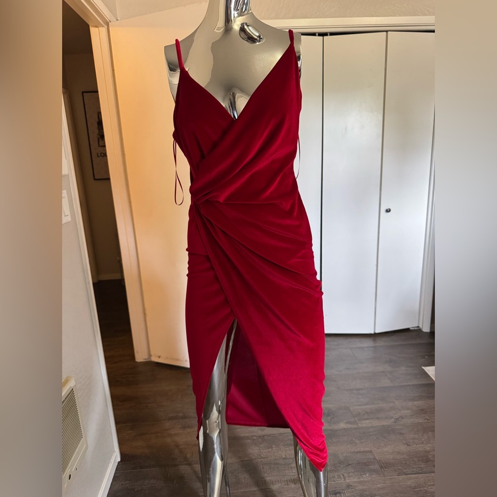 Elegant Red Wrap Dress